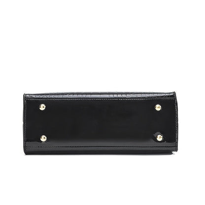 Luxe Handtas van Krokodillenleer Glanzend Zwart Design