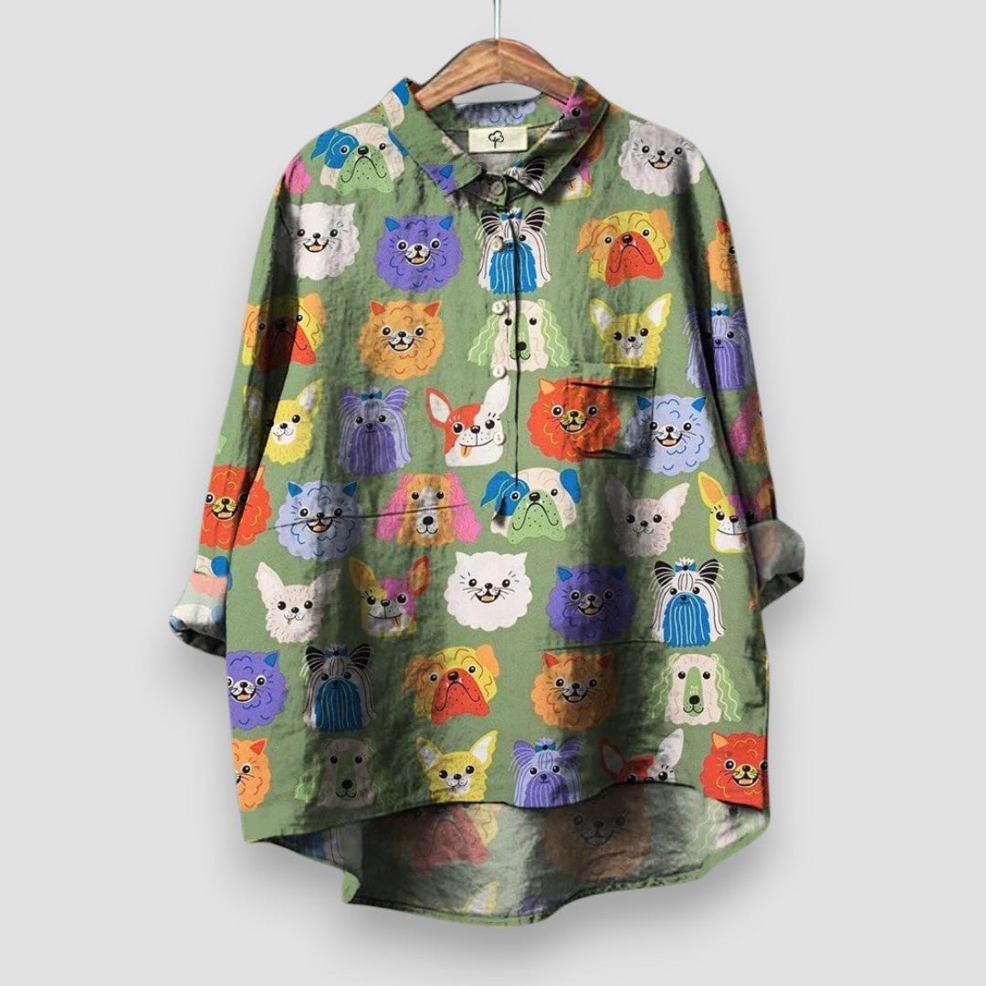Dames Blouse Met Print Regular Fit