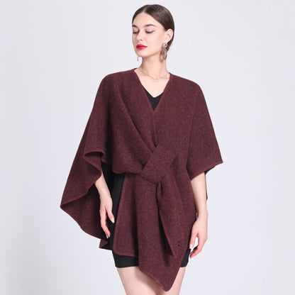 Dames Poncho Met Riem en Elegant Design