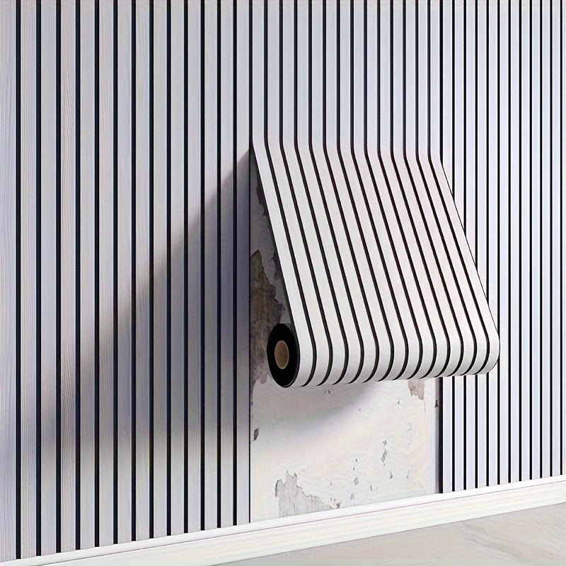 Wandpanelen Zelfklevend Houtlook 3D PVC Lattenwand Accentmuur 40x300cm Woonkamer