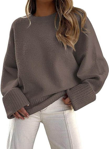 Dames Trui Zacht Oversized Ronde Hals