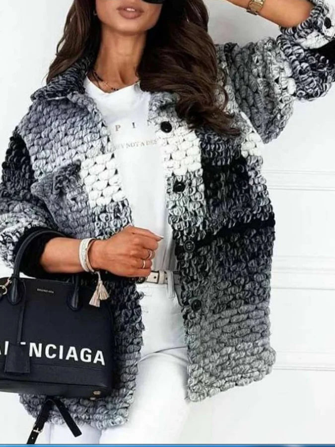 Wollen Jas Vrouw Kleurrijk Warme Wintercoat
