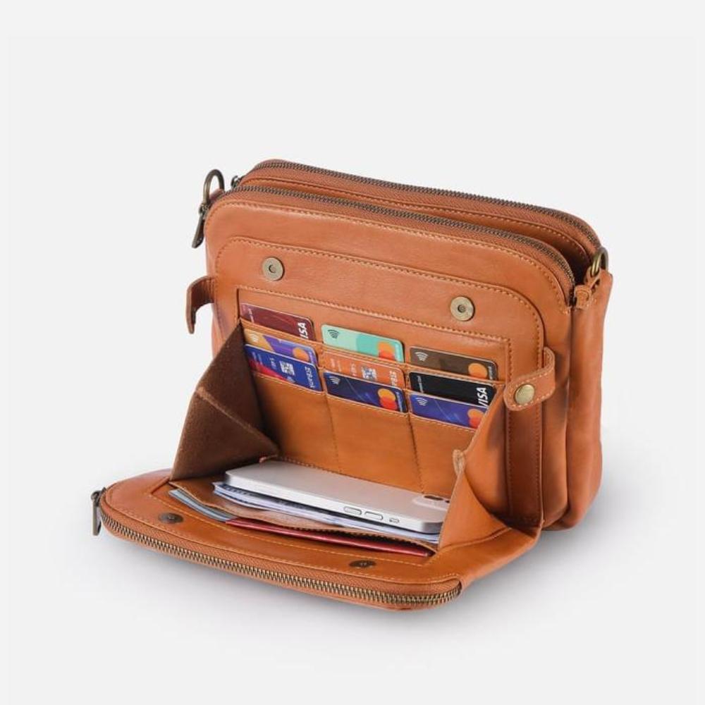 Leren Schoudertas met Geïntegreerde Portemonnee 9 Kaartvakken Compact Dagelijks Gebruik Dames Crossbody