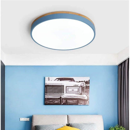 Plafondlamp Hout Rond LED met Acryl – Dimbaar Warm Licht Scandinavisch Design Woonkamer Slaapkamer 30cm 40cm 50cm 60cm