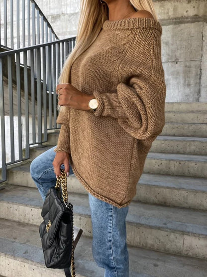 Dames Trui Off-shoulder Gebreid Elegant Zwart
