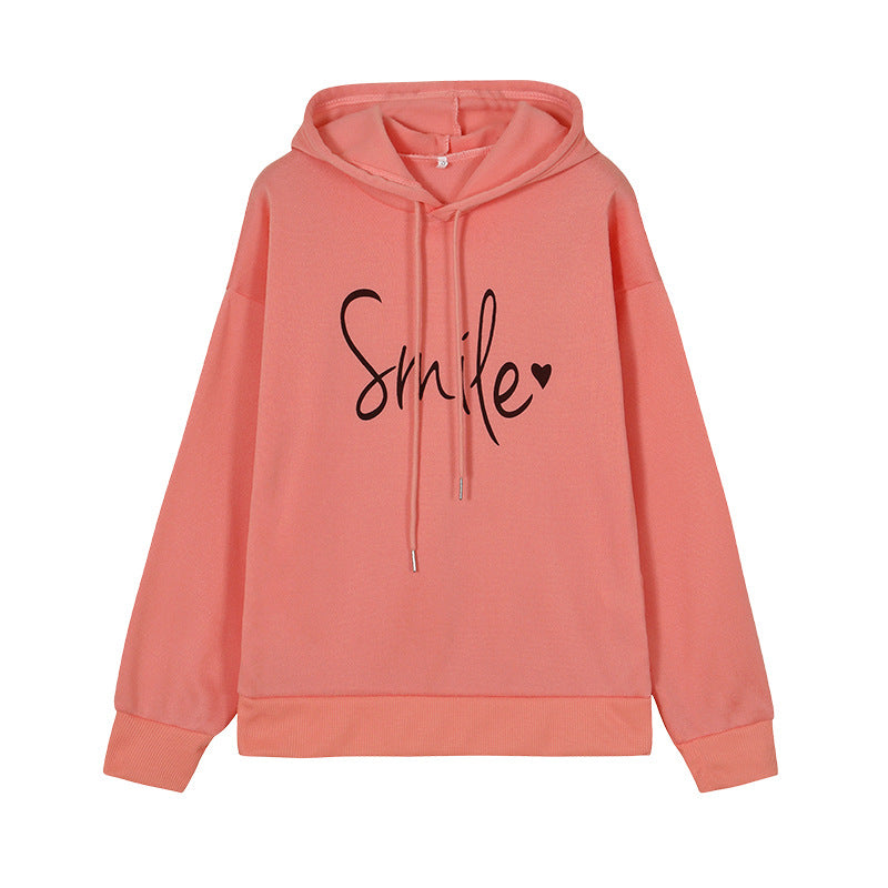 Dames Hoodie Vrolijke Smile Print Zacht Katoen