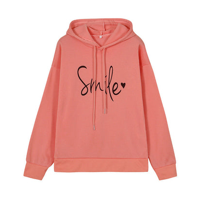 Dames Hoodie Vrolijke Smile Print Zacht Katoen