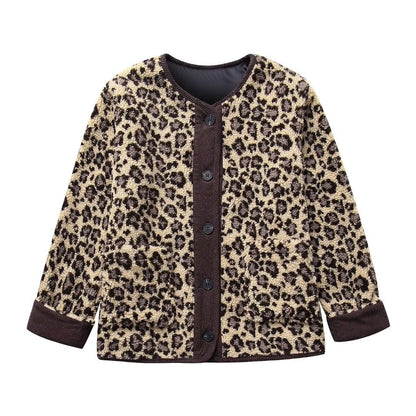 Dames Teddyjas Zacht Leopard Print Stijlvolle Jas