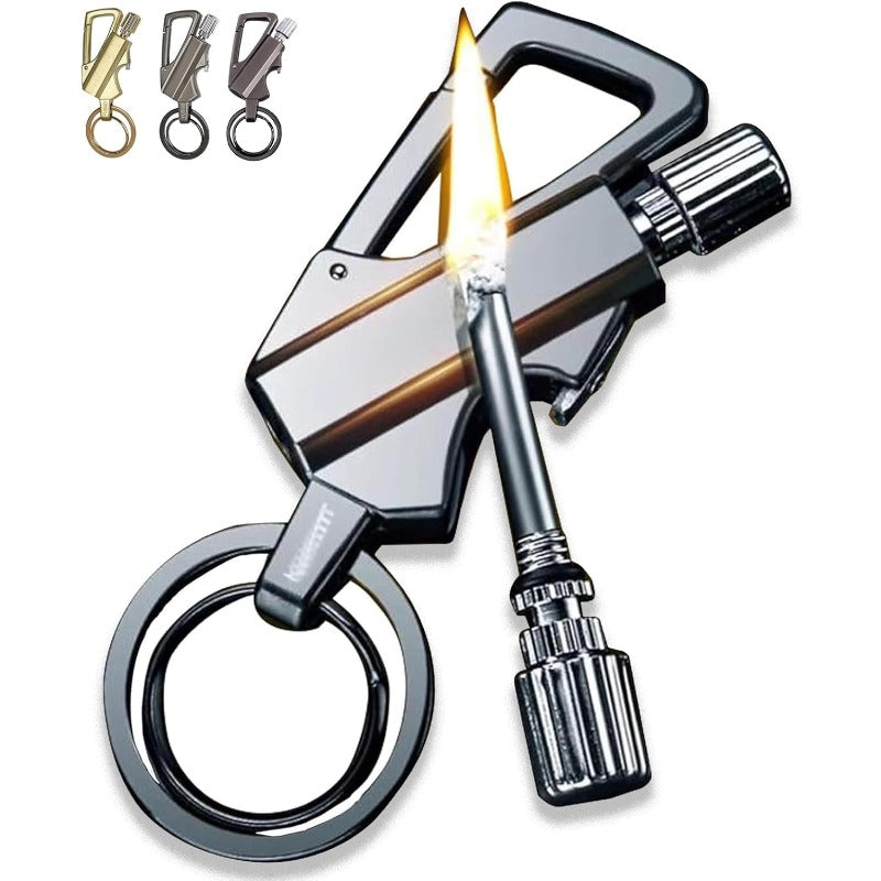 Permanente lucifer sleutelhanger met flesopener – 3-in-1 survival aansteker voor outdoor gebruik