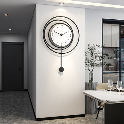 Metalen Wandklok Modern Minimalistisch – 72 cm hoog en 45 cm breed met Stil Uurwerk – Zwarte Muurdecoratie voor Woonkamer Kantoor