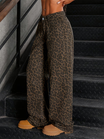 Dames Jeans Luipaardprint High Waist Stijlvol