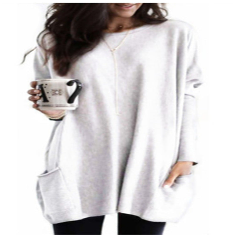 Dames Top met Lange Mouwen en Zakken Basis Collectie → Dames Top Lange Mouwen Zakken Comfortabel Basis