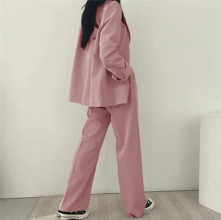 Dames Blazer Set met Rechte Broek Elegante Outfit