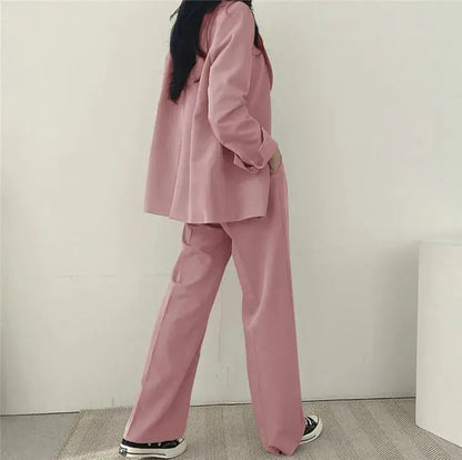 Dames Blazer Set met Rechte Broek Elegante Outfit