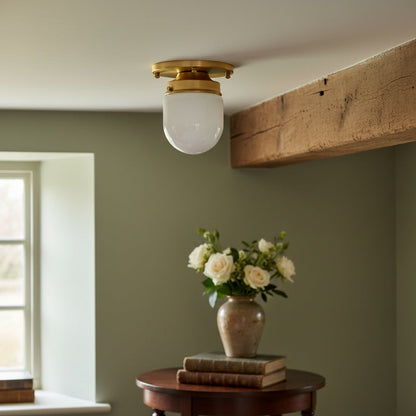 Opaal Glazen Wandlamp & Plafondlamp Dubbelfunctie Modern Design Messing