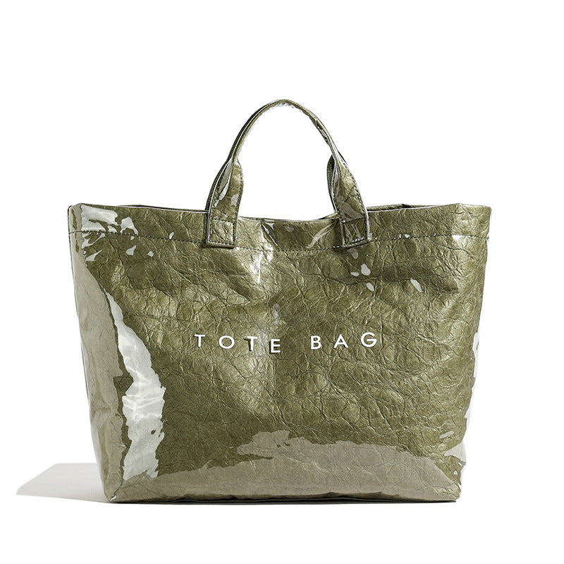 Leren Tote Bag Amber Kleur Luxe Lakleer