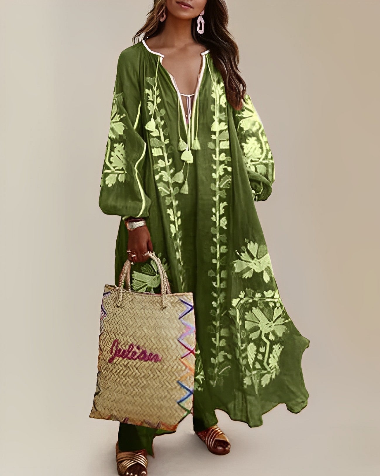 Zomerjurk Vrouw Losse Retro Boho Stijl