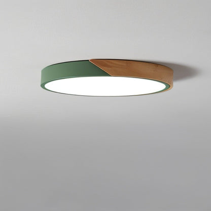 LED plafondlamp hout metaal rond modern minimalistisch wit woonkamer slaapkamer kantoor plafondverlichting energiezuinig