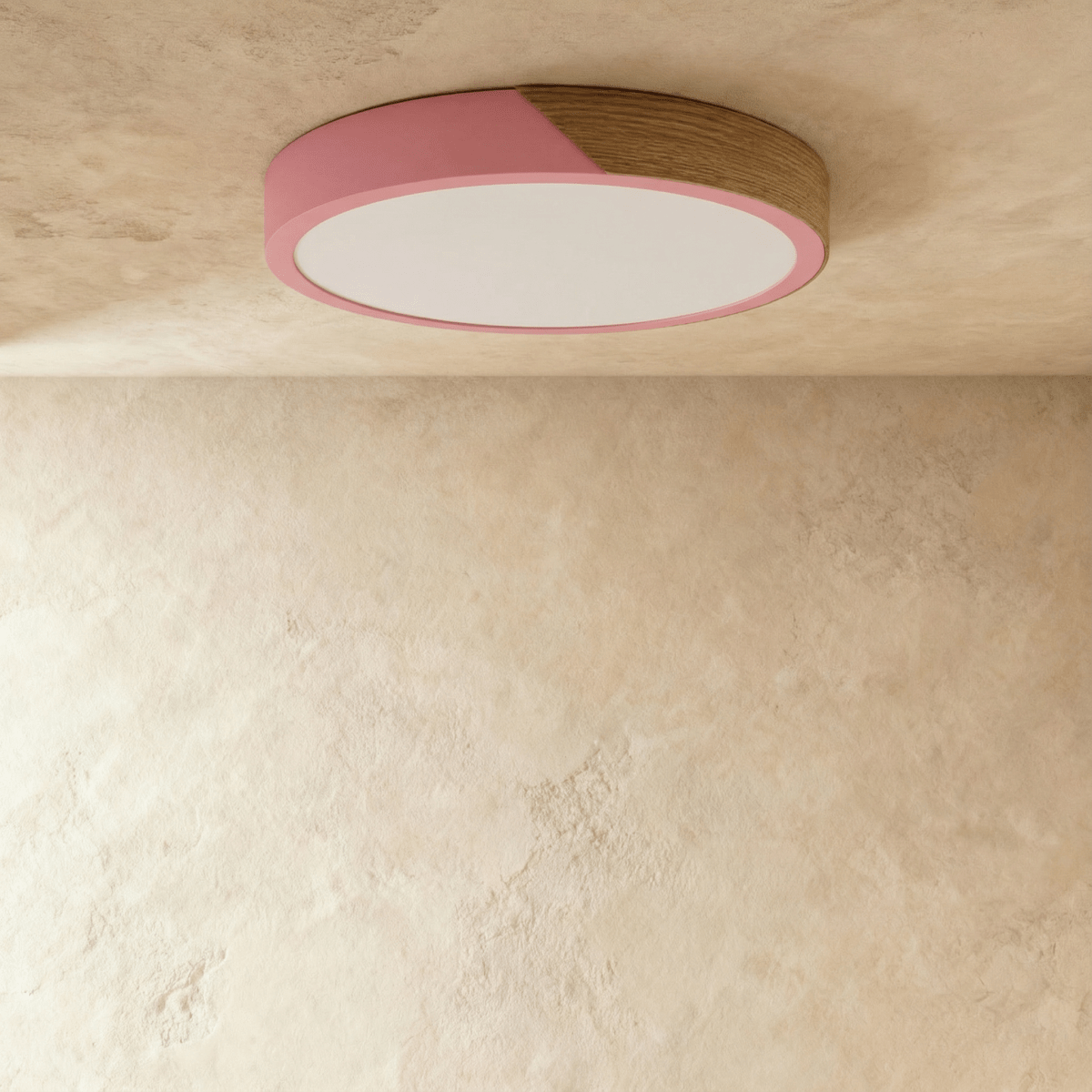 Minimalistische LED Plafondlamp Met Houten Accenten En Zachte Lichtverdeling