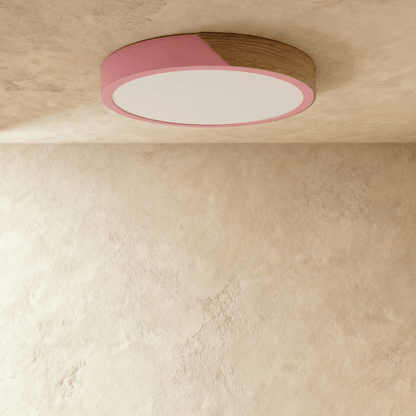 Minimalistische LED Plafondlamp Met Houten Accenten En Zachte Lichtverdeling