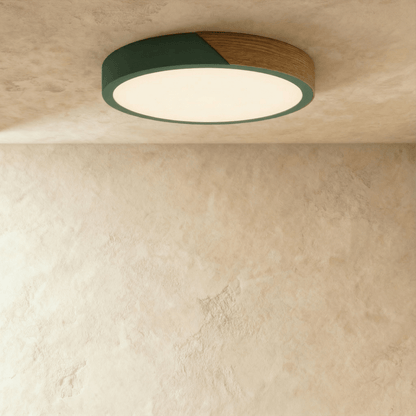 Minimalistische LED Plafondlamp Met Houten Accenten En Zachte Lichtverdeling