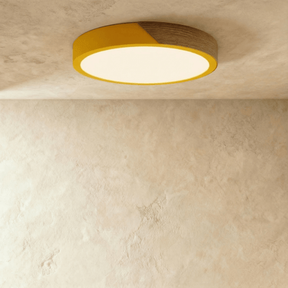 Minimalistische LED Plafondlamp Met Houten Accenten En Zachte Lichtverdeling