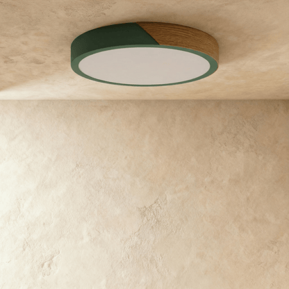 Minimalistische LED Plafondlamp Met Houten Accenten En Zachte Lichtverdeling
