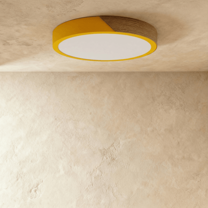 Minimalistische LED Plafondlamp Met Houten Accenten En Zachte Lichtverdeling