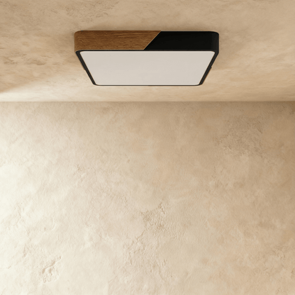 Minimalistische LED Plafondlamp Met Houten Accenten En Zachte Lichtverdeling