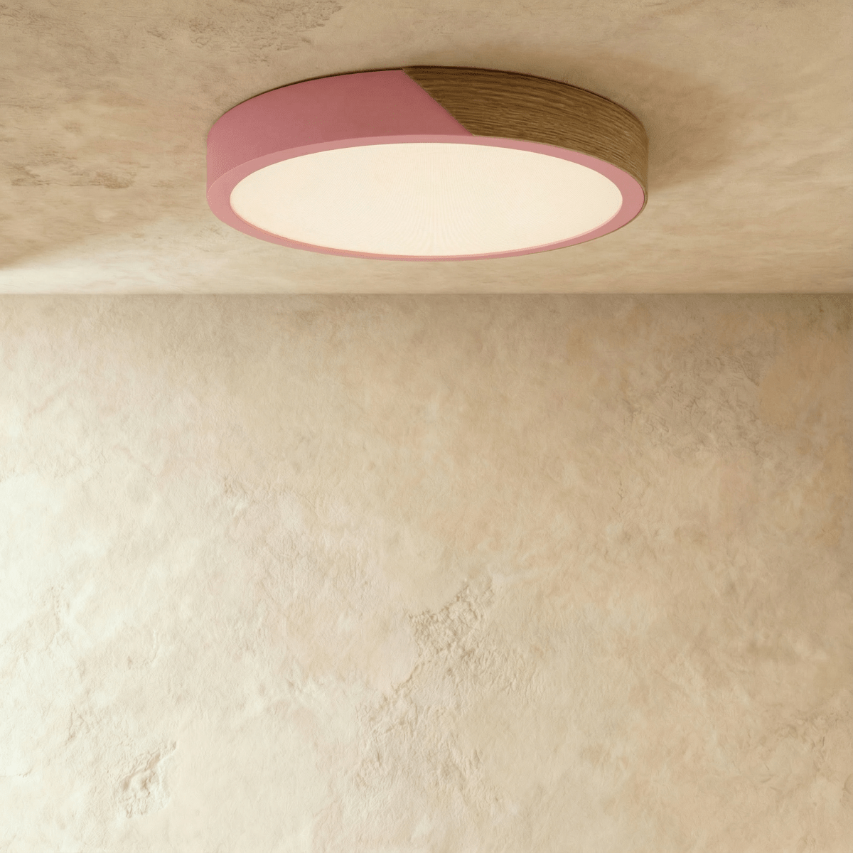 Minimalistische LED Plafondlamp Met Houten Accenten En Zachte Lichtverdeling