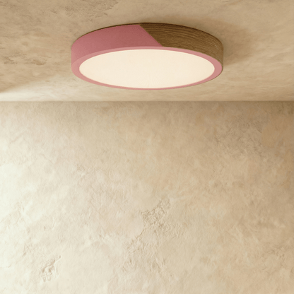 Minimalistische LED Plafondlamp Met Houten Accenten En Zachte Lichtverdeling
