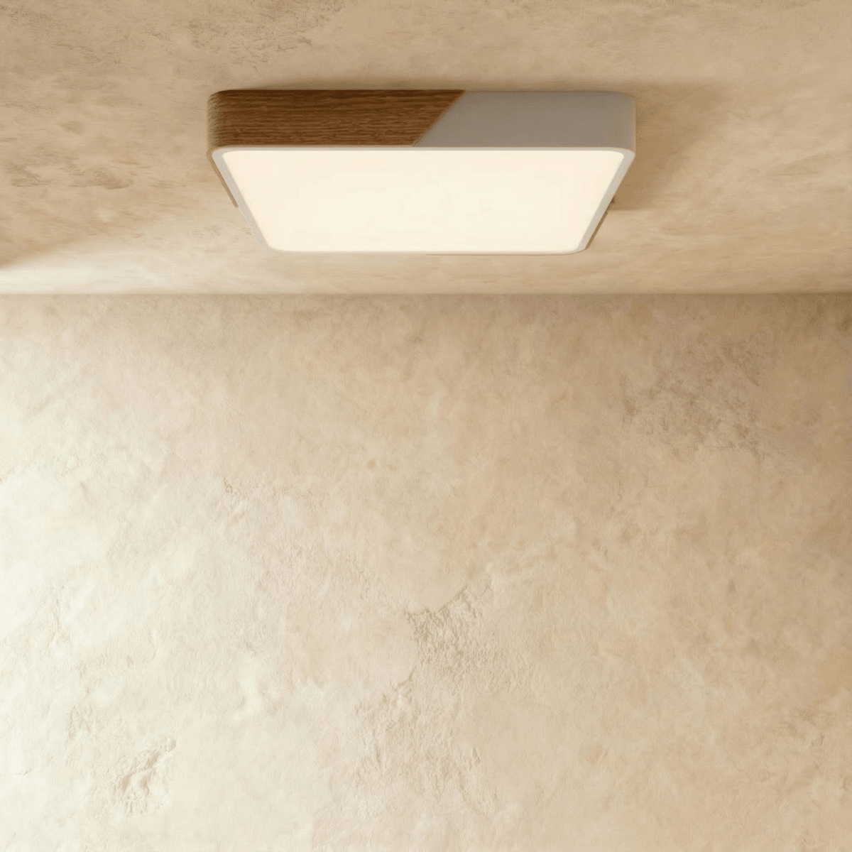 Minimalistische LED Plafondlamp Met Houten Accenten En Zachte Lichtverdeling