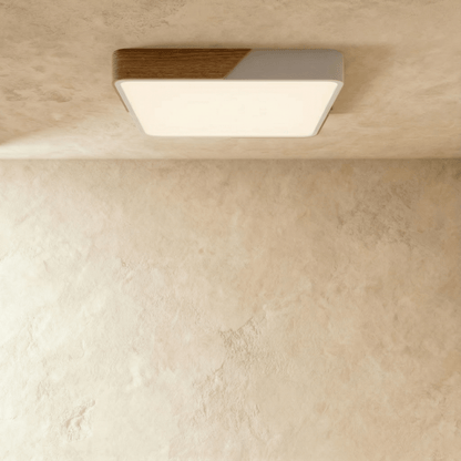 Minimalistische LED Plafondlamp Met Houten Accenten En Zachte Lichtverdeling