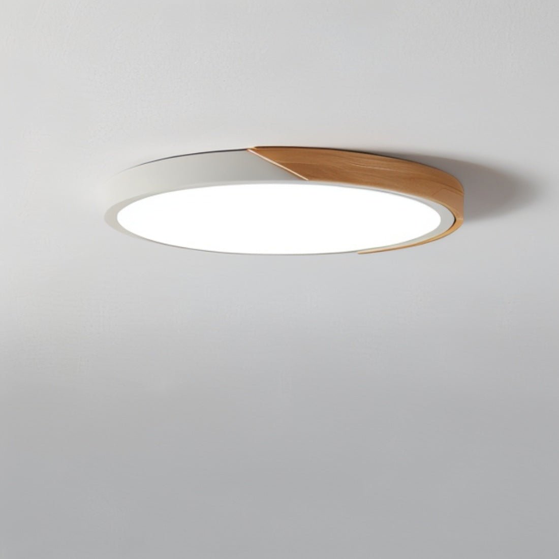 LED plafondlamp hout metaal rond modern minimalistisch wit woonkamer slaapkamer kantoor plafondverlichting energiezuinig
