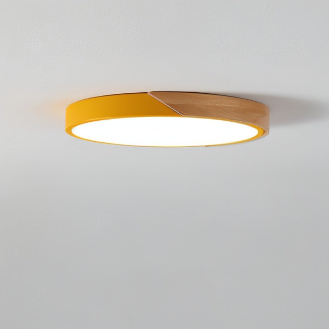 LED plafondlamp hout metaal rond modern minimalistisch wit woonkamer slaapkamer kantoor plafondverlichting energiezuinig