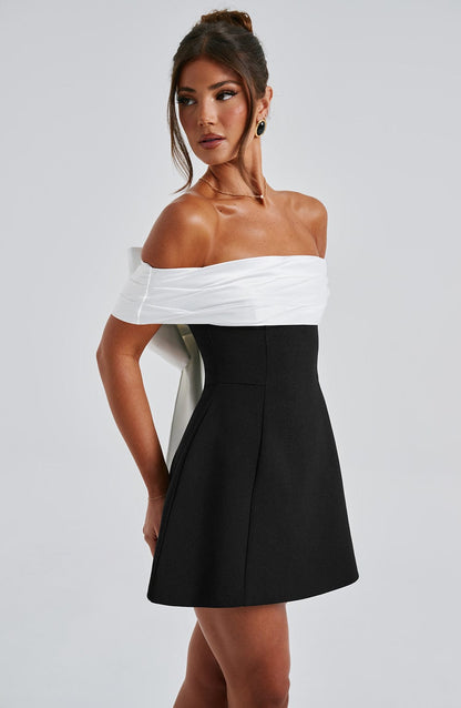Minikleed Zonder Schouderband Contrast Kleuren