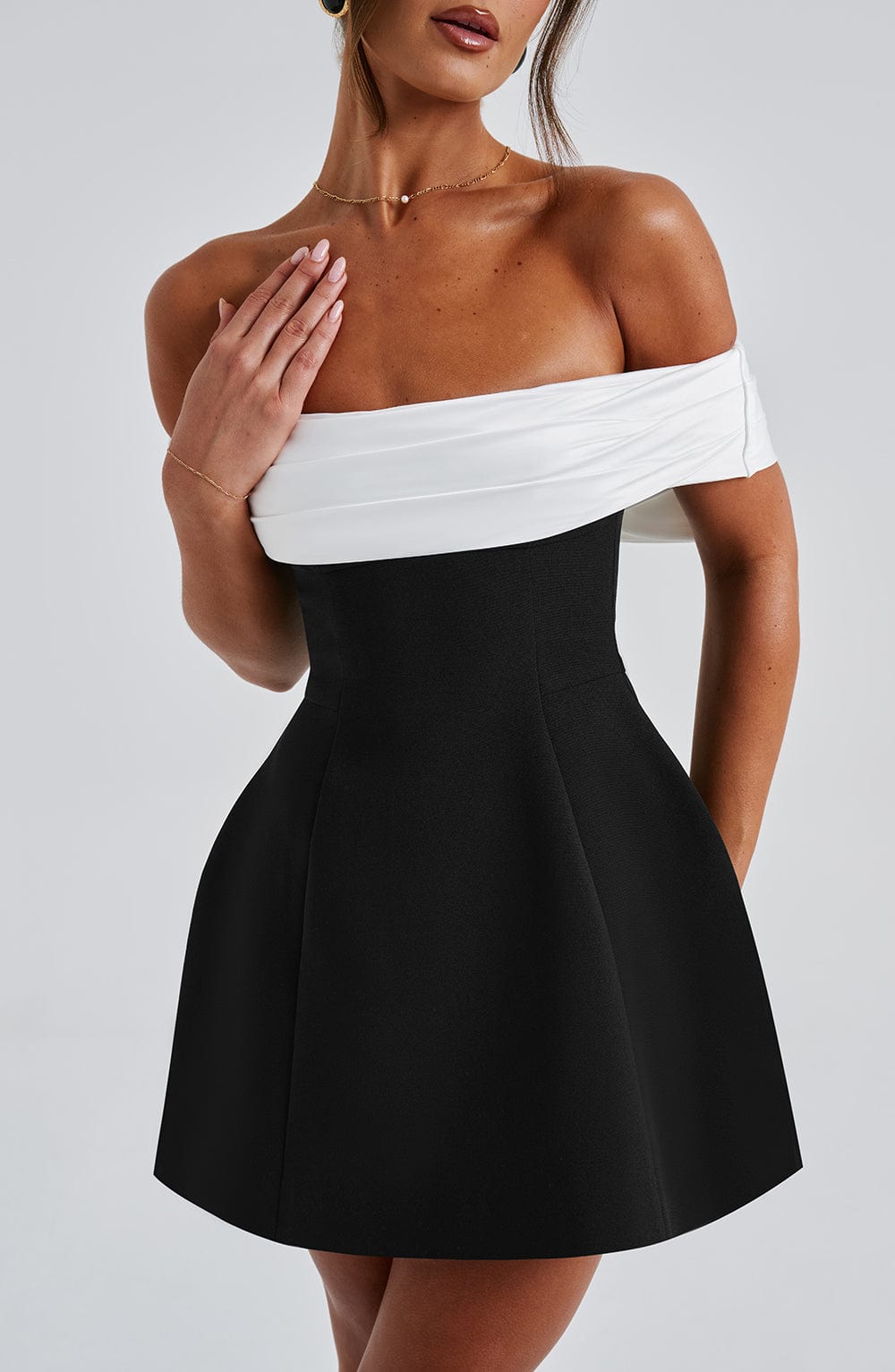 Minikleed Zonder Schouderband Contrast Kleuren