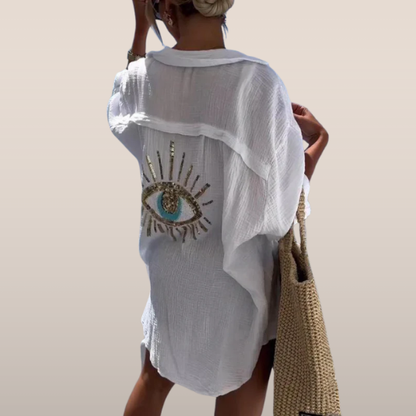 Strandtuniek Luchtig Oversized met Gouden Accenten - StudioMarella