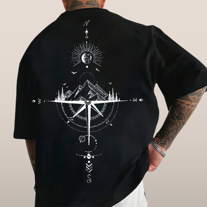 Outdoor T-shirt Kompas Print op Rug Sportief - StudioMarella