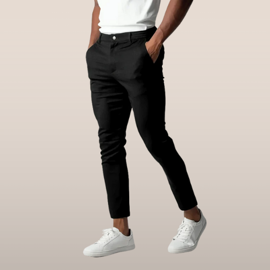 Herenslimfit Chino Broek Stretch Stof Zwart - StudioMarella