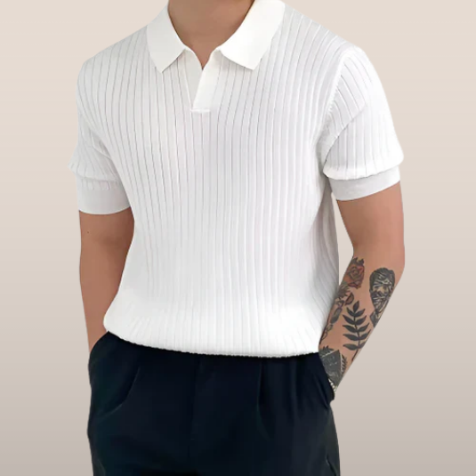 Mannen Poloshirt Korte Mouwen Geribd Casual - StudioMarella