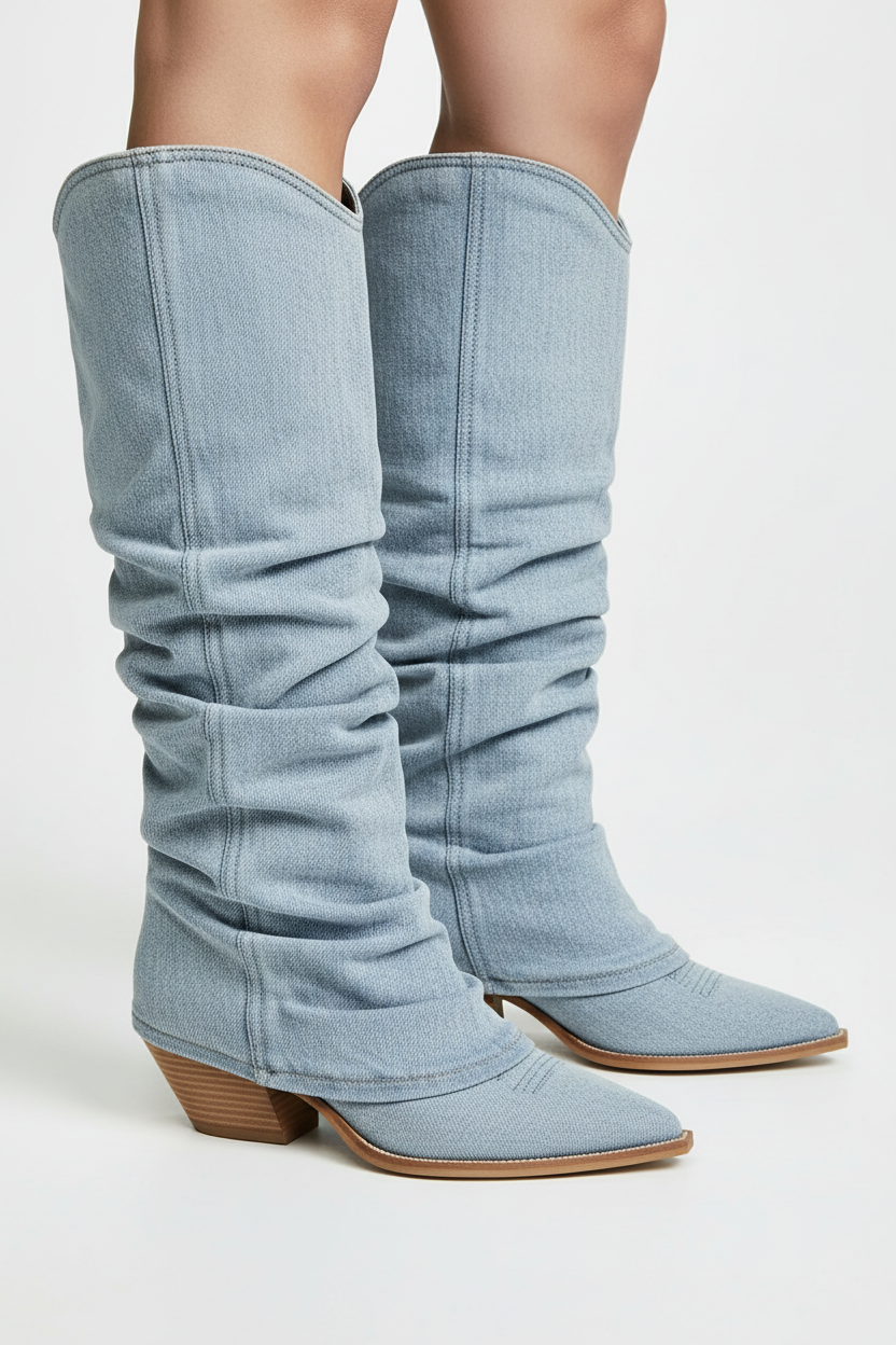 Cowboy Laarzen Blauw Denim Stijl - StudioMarella