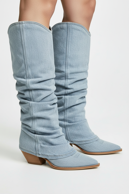Cowboy Laarzen Blauw Denim Stijl - StudioMarella