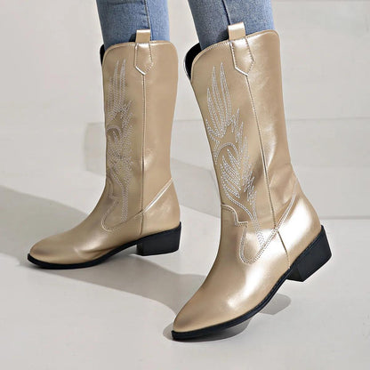Variant image for Chic Cowboy Stivali | Stivali da Donna Texani con Tacco Medio-11