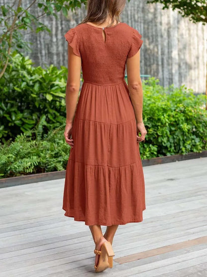 Vrouwelijke Zomerjurk met Ruches en Taille