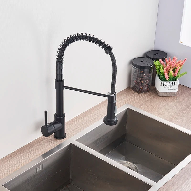 Keukenkraan Uittrekbare Handdouche Messing 360° Draaibaar Geborsteld Modern Keuken