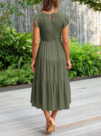 Vrouwelijke Zomerjurk met Ruches en Taille