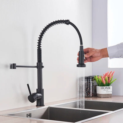 Keukenkraan Uittrekbare Handdouche Messing 360° Draaibaar Geborsteld Modern Keuken