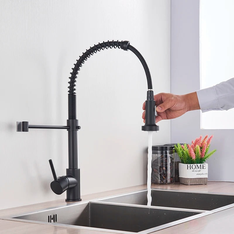 Keukenkraan Uittrekbare Handdouche Messing 360° Draaibaar Geborsteld Modern Keuken