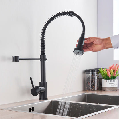 Keukenkraan Uittrekbare Handdouche Messing 360° Draaibaar Geborsteld Modern Keuken